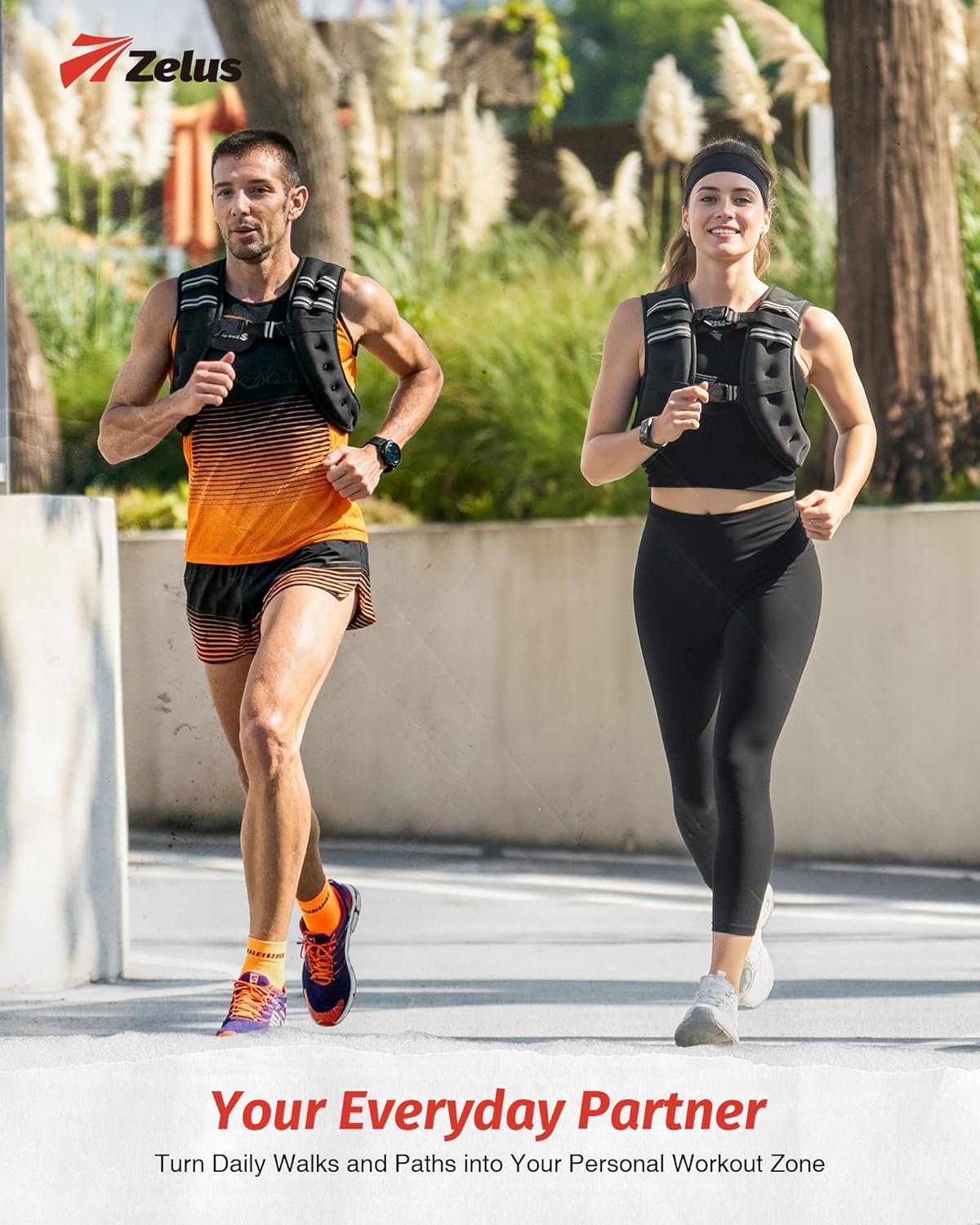 Weight Vest with Reflective Stripe for Workout, Strength Training, Running, Fitness, Muscle Building, Weight Loss, Weightlifting