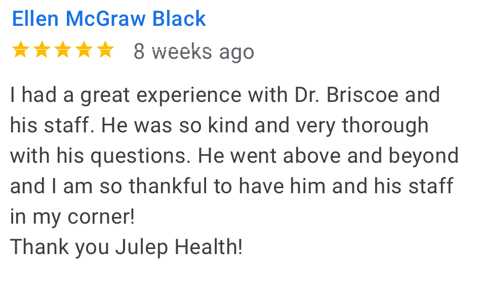 Patient review screenshot