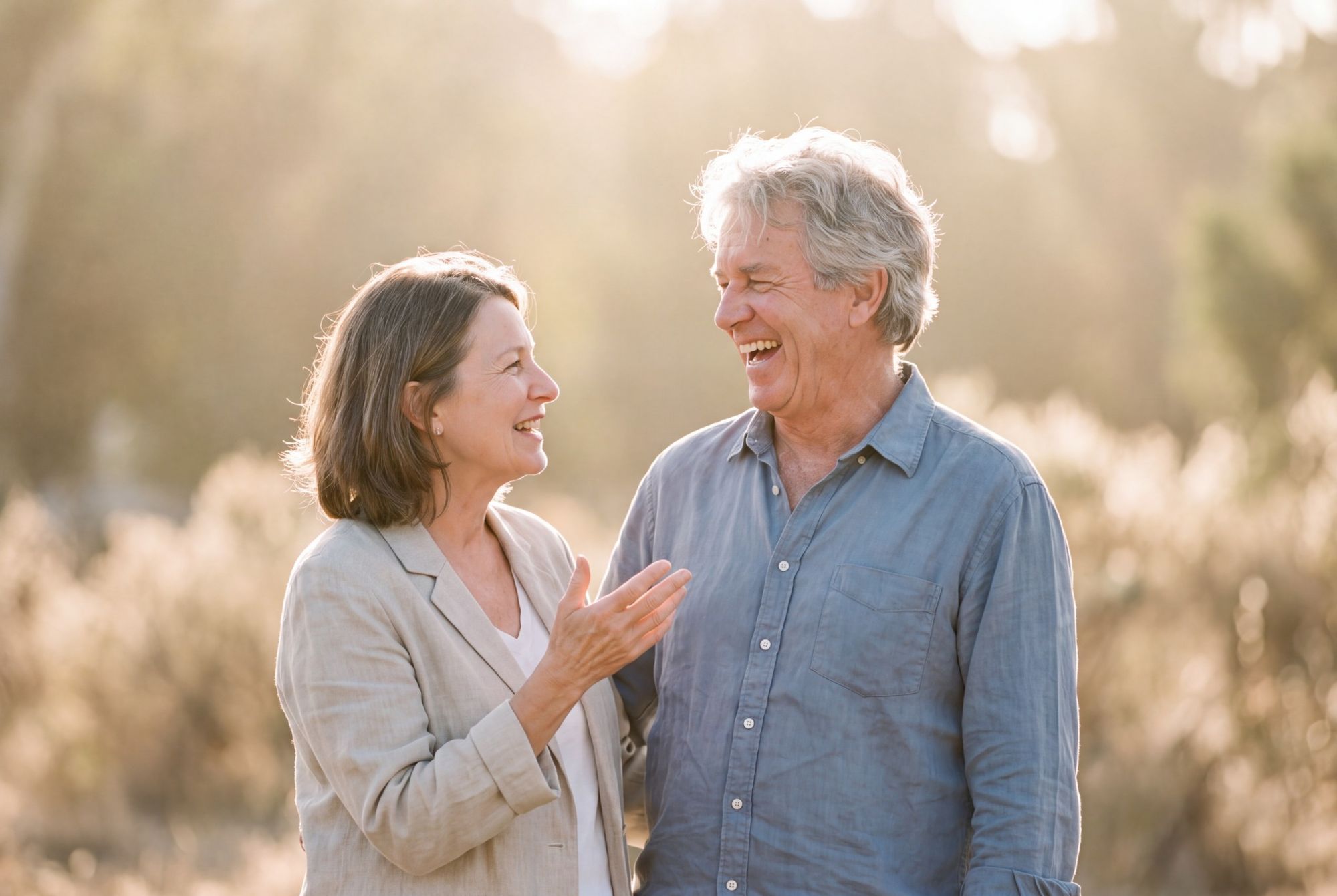 Older couple walking outdoors