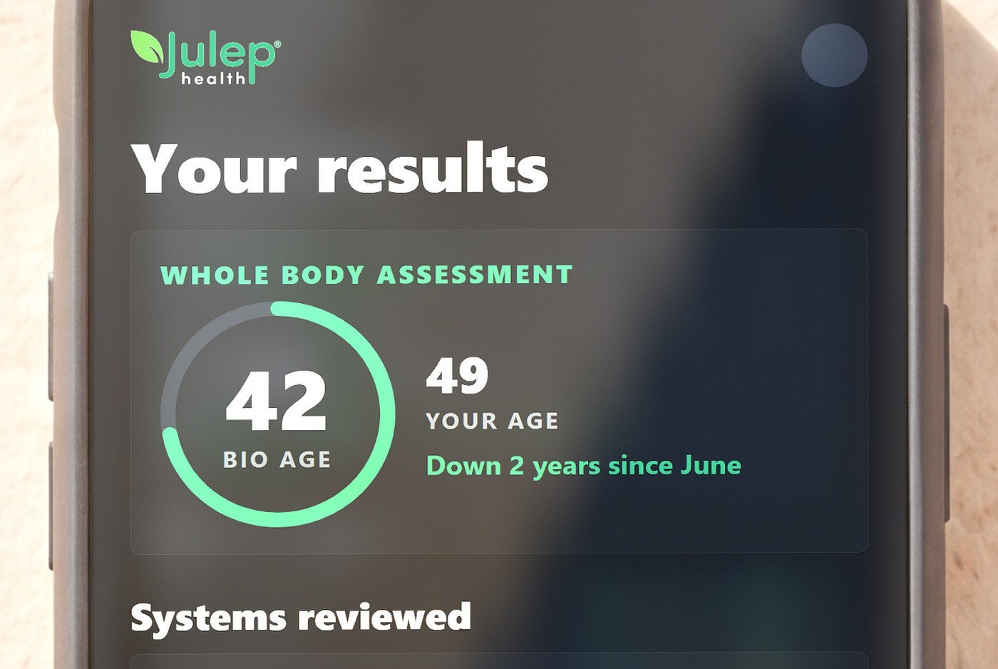 Julep Health results view